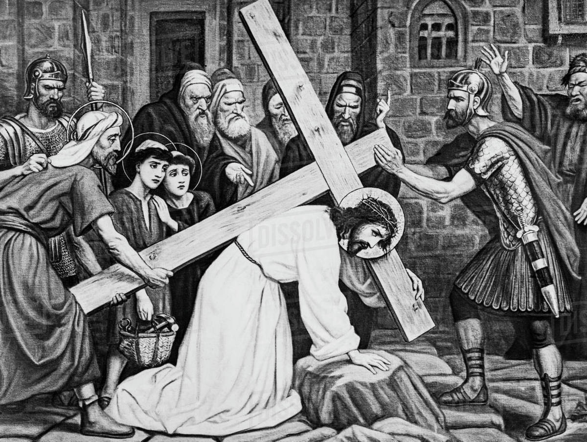 1200x903 jesus falls beneath the cross for the second time, pencil drawing - Jesus On Cross Pencil Drawing