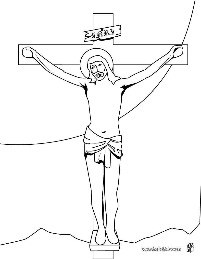 820x1060 Jesus On Cross Coloring - Jesus On The Cross Drawing