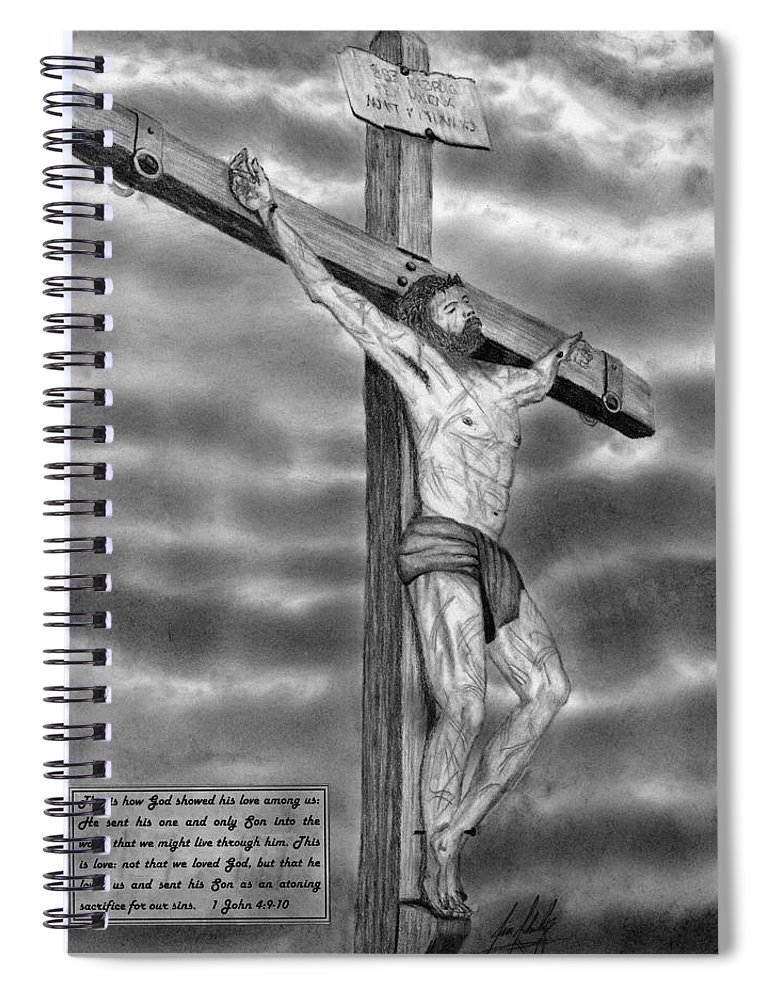 770x1000 Jesus On The Cross Drawing Spiral Notebook For Sale - Jesus On The Cross Drawing