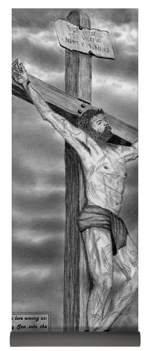 500x1171 Jesus On The Cross Drawing Yoga Mat For Sale - Jesus On The Cross Drawing