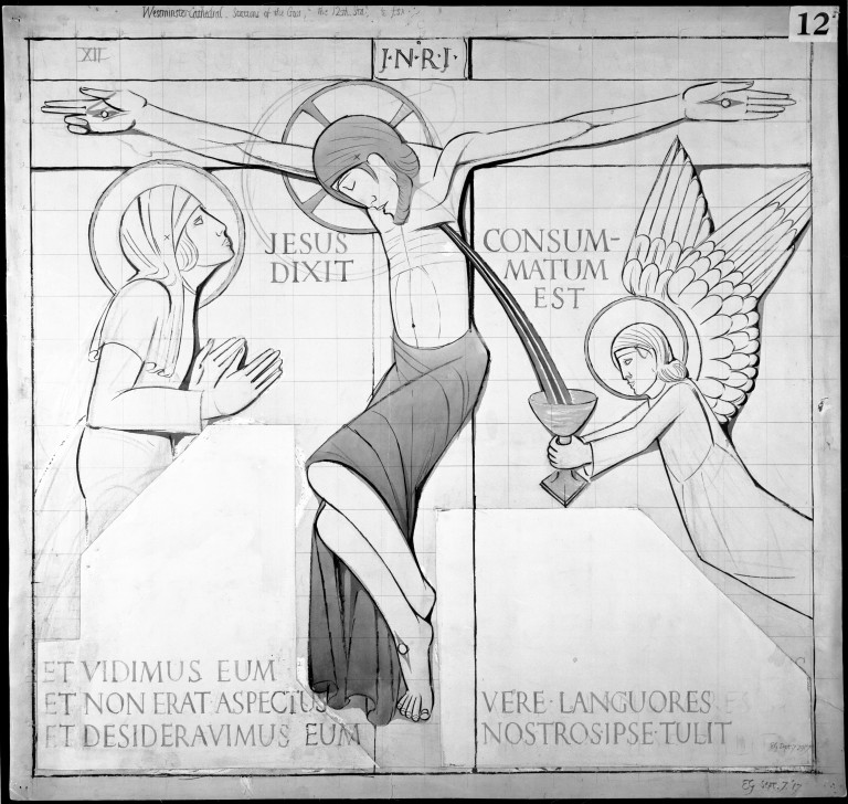 768x728 Study For 'jesus Dies Upon The Cross' Eric Gill Vampa Search - Jesus On The Cross Drawing