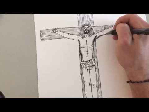 480x360 Time Lapse Drawing Jesus On The Cross - Jesus On The Cross Drawing