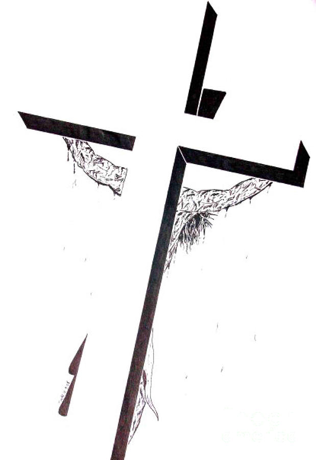 619x900 Christ On Cross Drawing - Jesus On The Cross Drawing