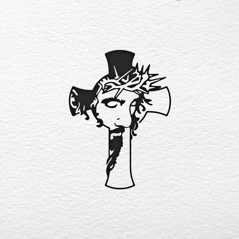 794x794 Jesus Cross Easy Weed Printable Christian Htv Etsy - Jesus On The Cross Drawing Easy