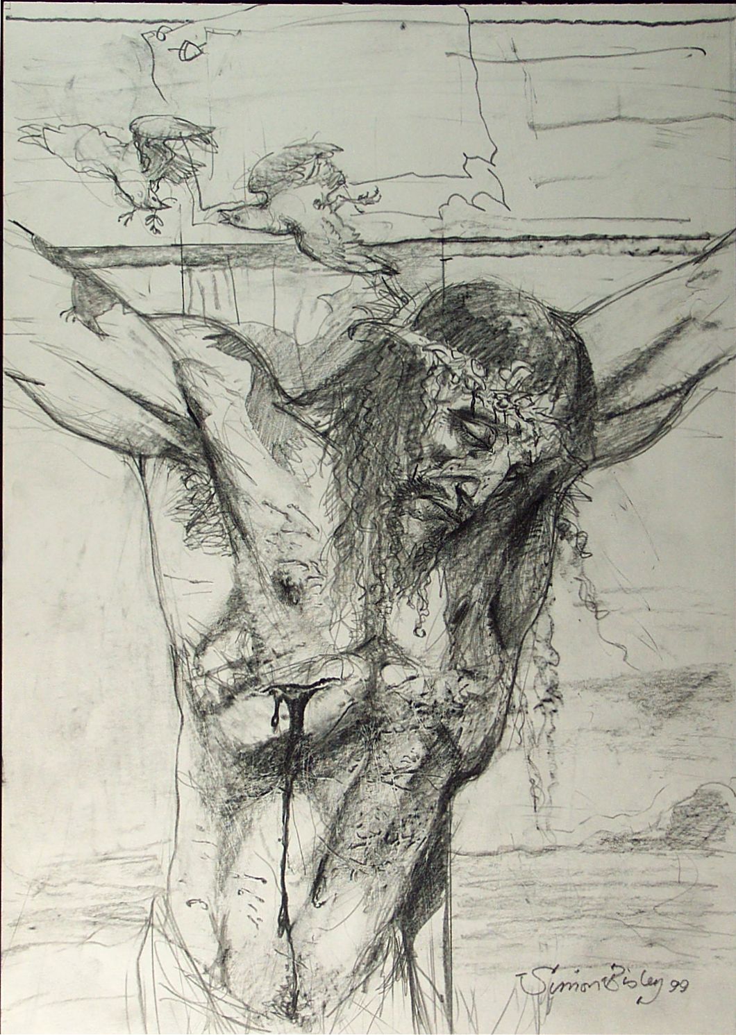 Jesus On The Cross Pencil Drawing at PaintingValley.com | Explore