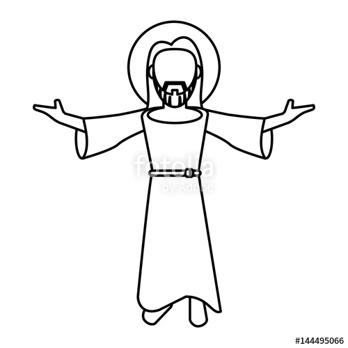 500x500 Jesus Christ Blessed Faith Outline Vector Illustration - Jesus Outline Drawing