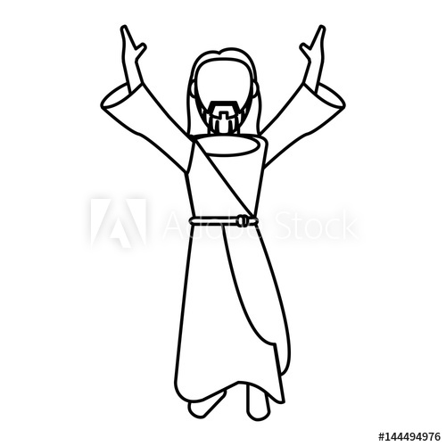 500x500 Jesus Christ Prayer Devotion Outline Vector Illustration - Jesus Outline Drawing
