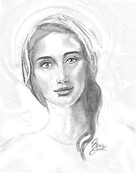 453x576 Mary Mother Of Jesus Pencil Sketch Welcome To Art Of Faith - Jesus Pencil Drawing