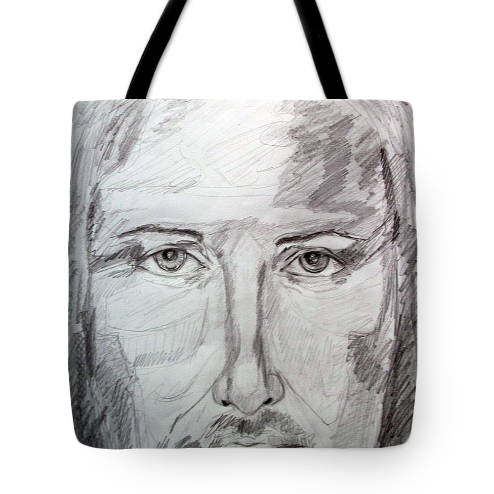 1000x1000 Jesus Face Drawing Tote Bag For Sale - Jesus Portrait Drawing