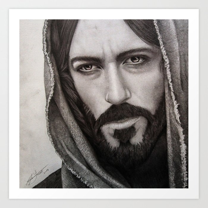 700x700 Portrait Drawing Of Jesus Christ Art Print - Jesus Portrait Drawing