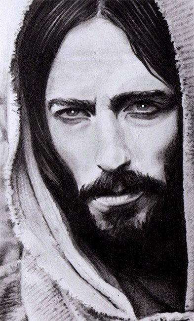 393x650 robert powell as jesus in jesus of nazareth celebrity - Jesus Portrait Drawing