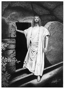 222x300 jesus walking out of tomb - Jesus Resurrection Drawing