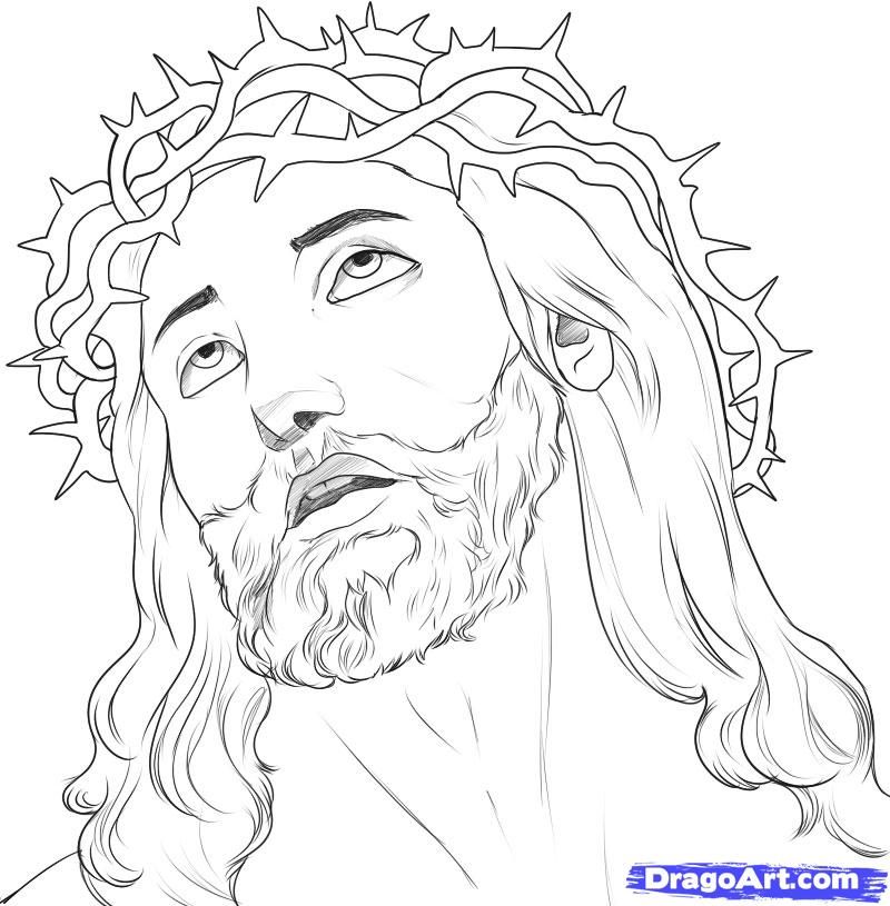 800x815 Tattoo Sketches And Drawings How To Draw Jesus, Step - Jesus Simple Drawing