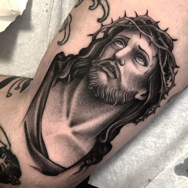 640x640 Beautiful Black And Grey Jesus Tattoos Tattoodo - Jesus Tattoo Drawing