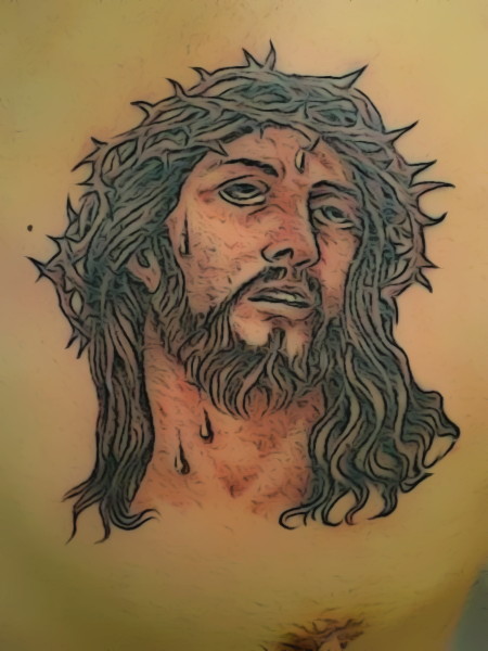 450x600 Jesus Amazing Face Tattoo Design - Jesus Tattoo Drawing