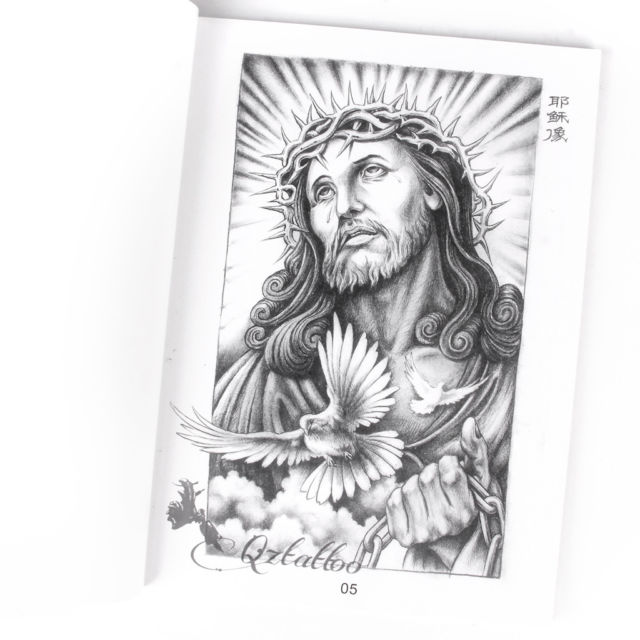 640x640 Pages Jesus Skull Tattoo Sketch Reference Design Flash Art Book - Jesus Tattoo Drawing