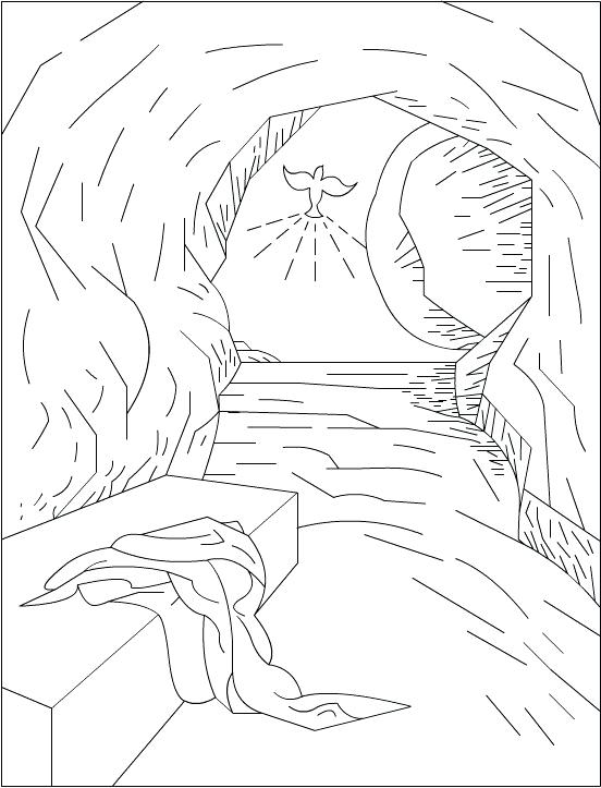 552x723 free coloring pages of jesus tomb is risen coloring - Jesus Tomb Drawing