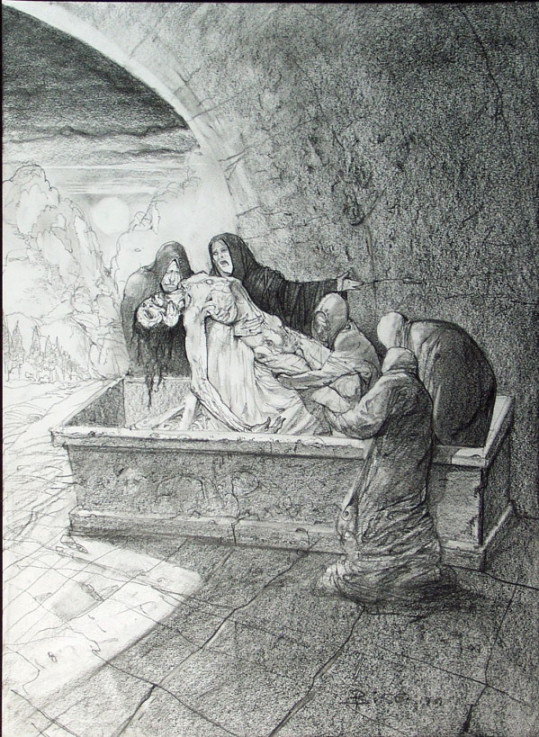 539x737 jesus laid in his tomb - Jesus Tomb Drawing