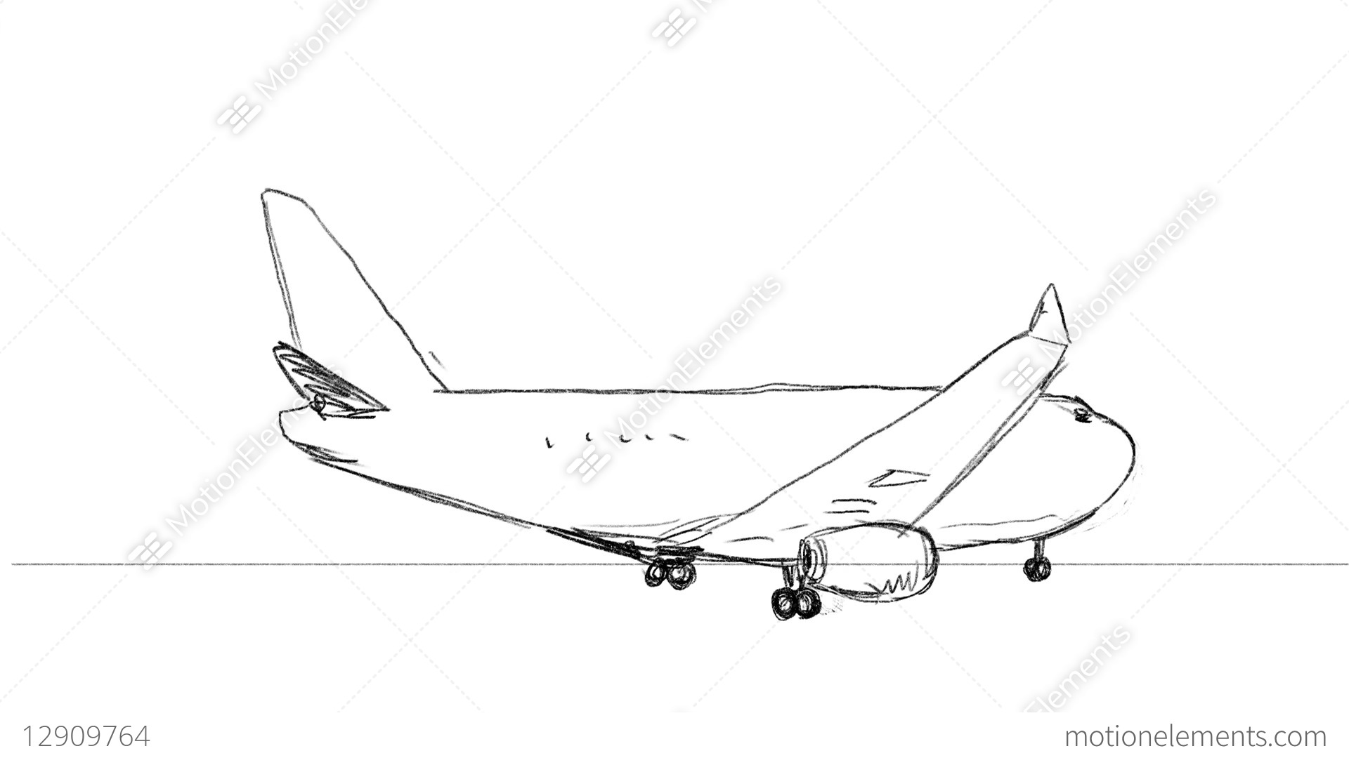 1920x1080 passenger jet airplane taking off drawing animation stock - Jet Airplane Drawing