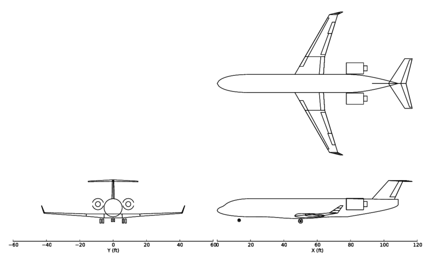 850x510 a view drawing of the baseline passenger regional jet - Jet Drawing