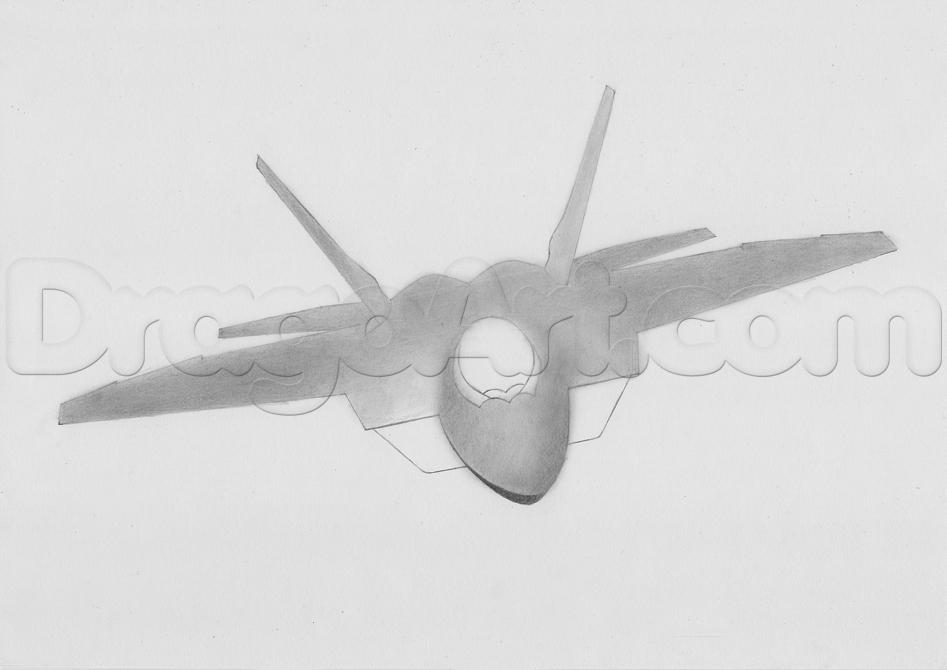 947x670 how to draw a realistic jet, fighter jet, step - Jet Drawing