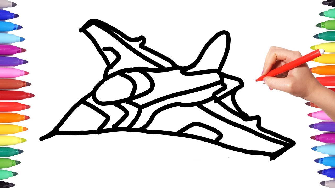 1280x720 How To Draw A Plane Coloring Book Airplanes And Jets Drawing - Jet Drawing For Kids
