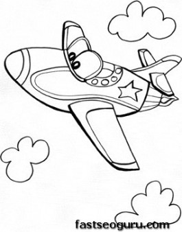 265x338 Jet Air Plane Whit Face Coloring Pages For Kids - Jet Drawing For Kids