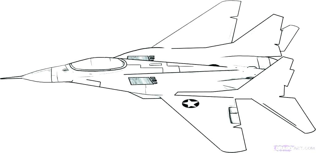 1024x496 Fighter Plane Coloring Pages - Jet Plane Drawing