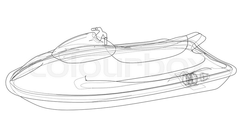 800x442 Jet Ski Sketch Vector Rendering Of Stock Vector Colourbox - Jet Ski Drawing