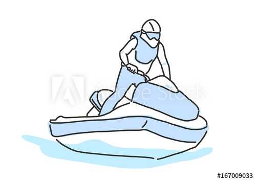 500x354 Jet Ski Line Drawing Hand Drawn Vector Illustration - Jet Ski Drawing