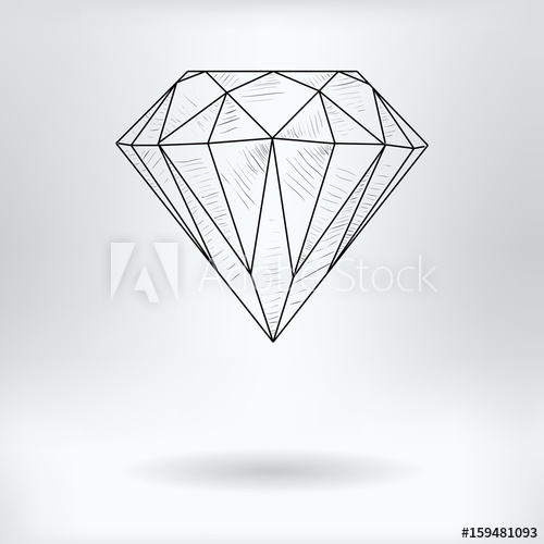 500x500 cartoon symbol of faceted diamond - Jewel Drawing