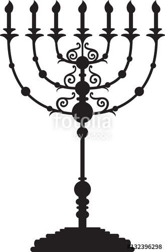 329x500 drawing of a black silhouette of a menorah with jewish star - Jewish Star Drawing