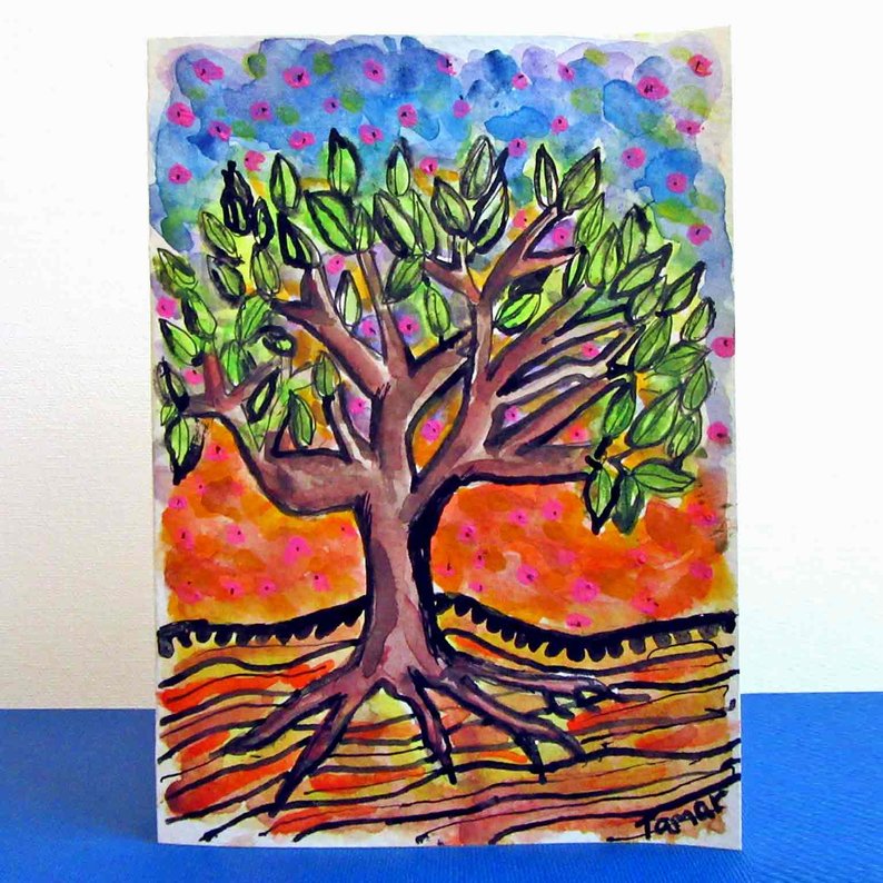 794x794 tree of life painting jewish card tree art tree of life etsy - Jewish Tree Of Life Drawing