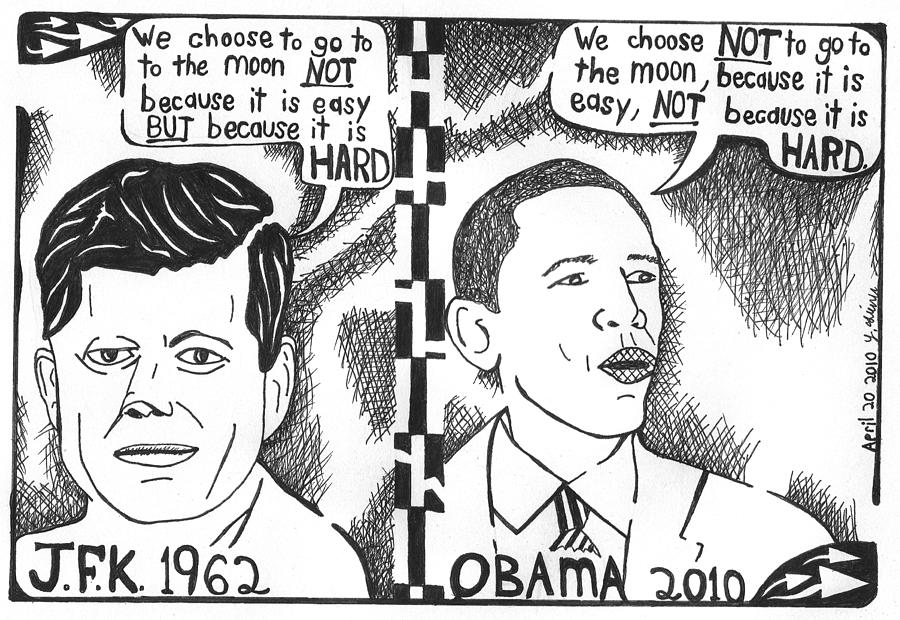 900x620 jfk vs obama on nasa drawing - Jfk Drawing