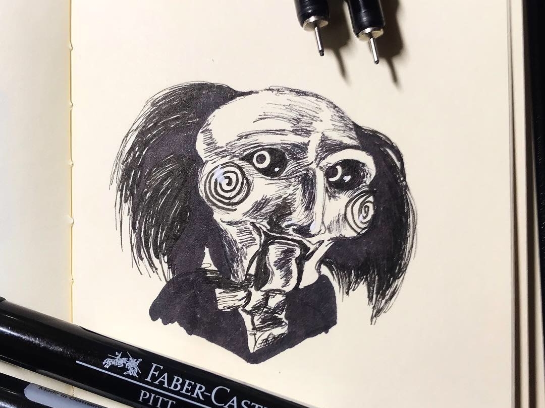 1080x810 Billy The Puppet - Jigsaw Puppet Drawing
