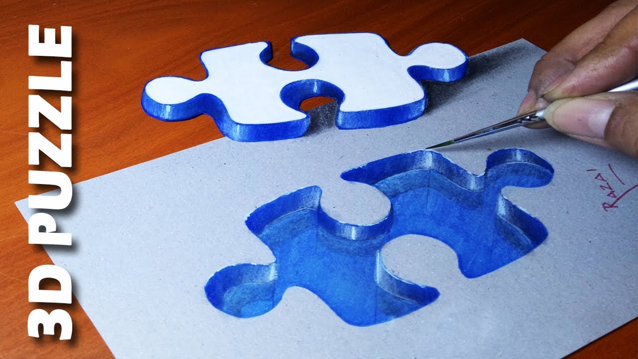 1280x720 how to draw very easy a puzzle piece and his hole on paper - Jigsaw Puzzle Drawing