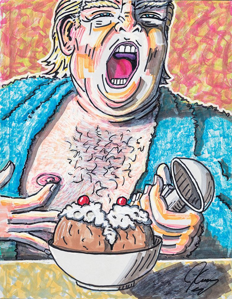 746x960 Jim Carrey's Satirical Cartoons Touch A Nipple And A Nerve - Jim Carrey Drawings