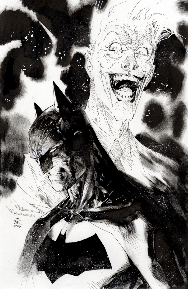 793x1215 Original Art Of Batman And The Joker Hand Drawn - Jim Lee Drawing Batman