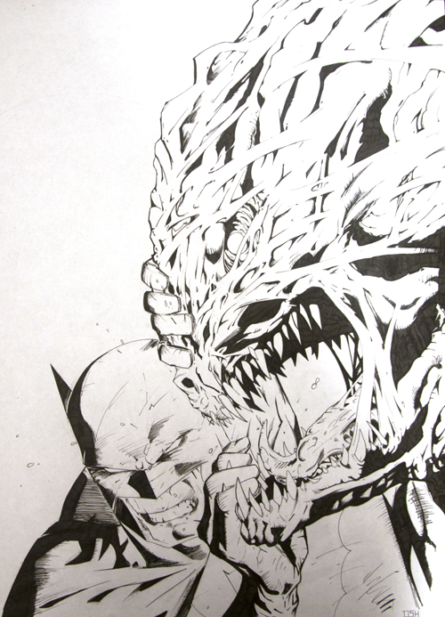 500x693 video popcorns batman vs killer croc drawing - Jim Lee Drawing Batman