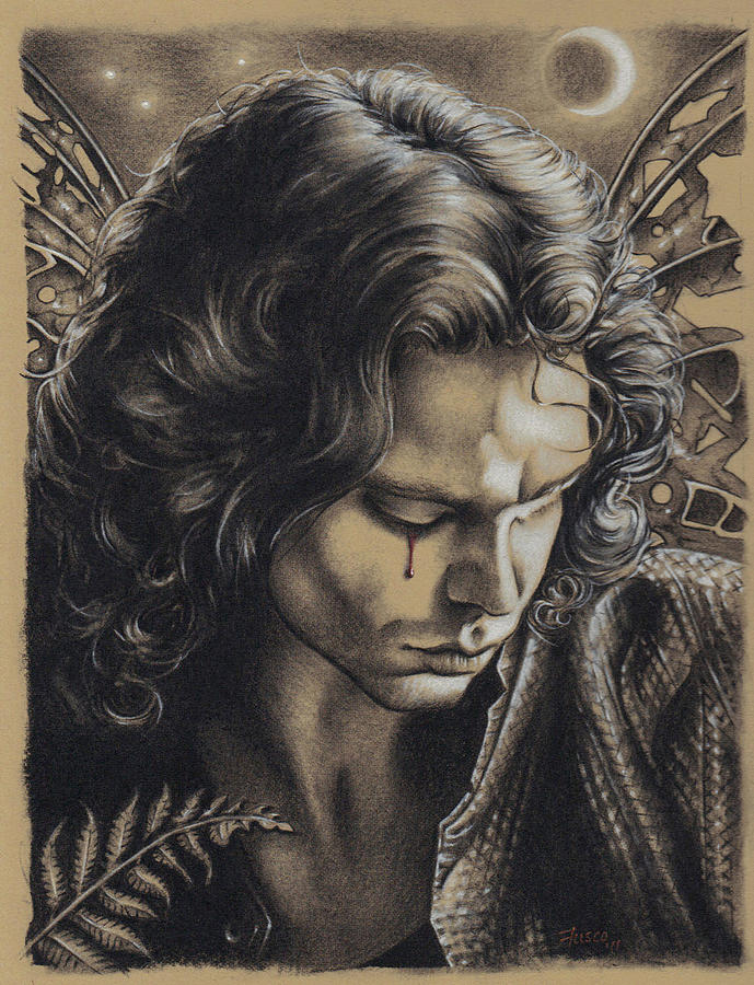 689x900 Jim Morrison Enchantment Drawing - Jim Morrison Drawing