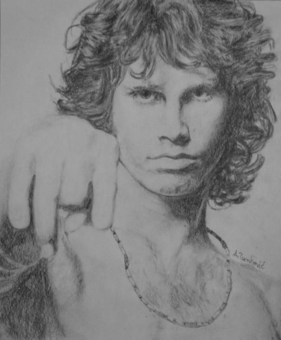 578x700 portrait de jim morrison par thirteen sur stars portraits - Jim Morrison Drawing