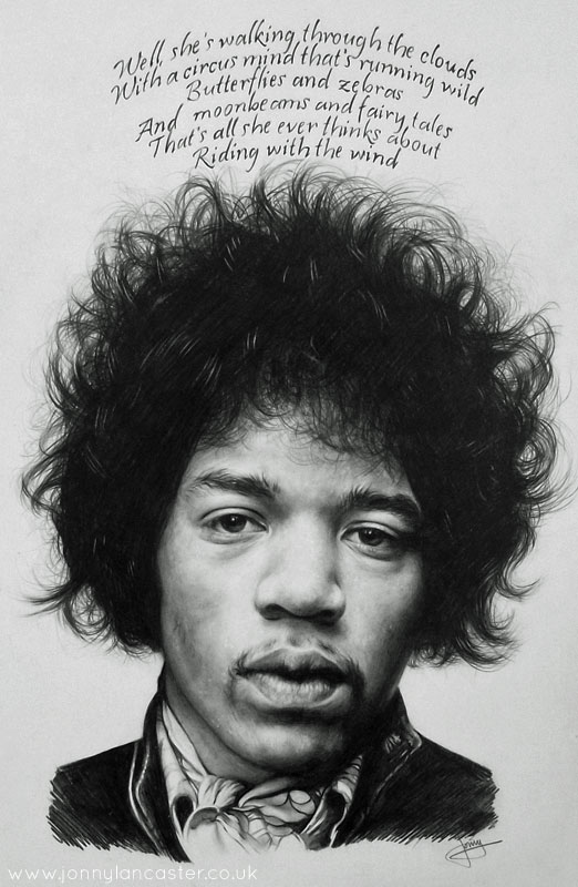 522x800 my drawing of that fella jimi hendrix with 'little wing' lyrics - Jimi Hendrix Drawing