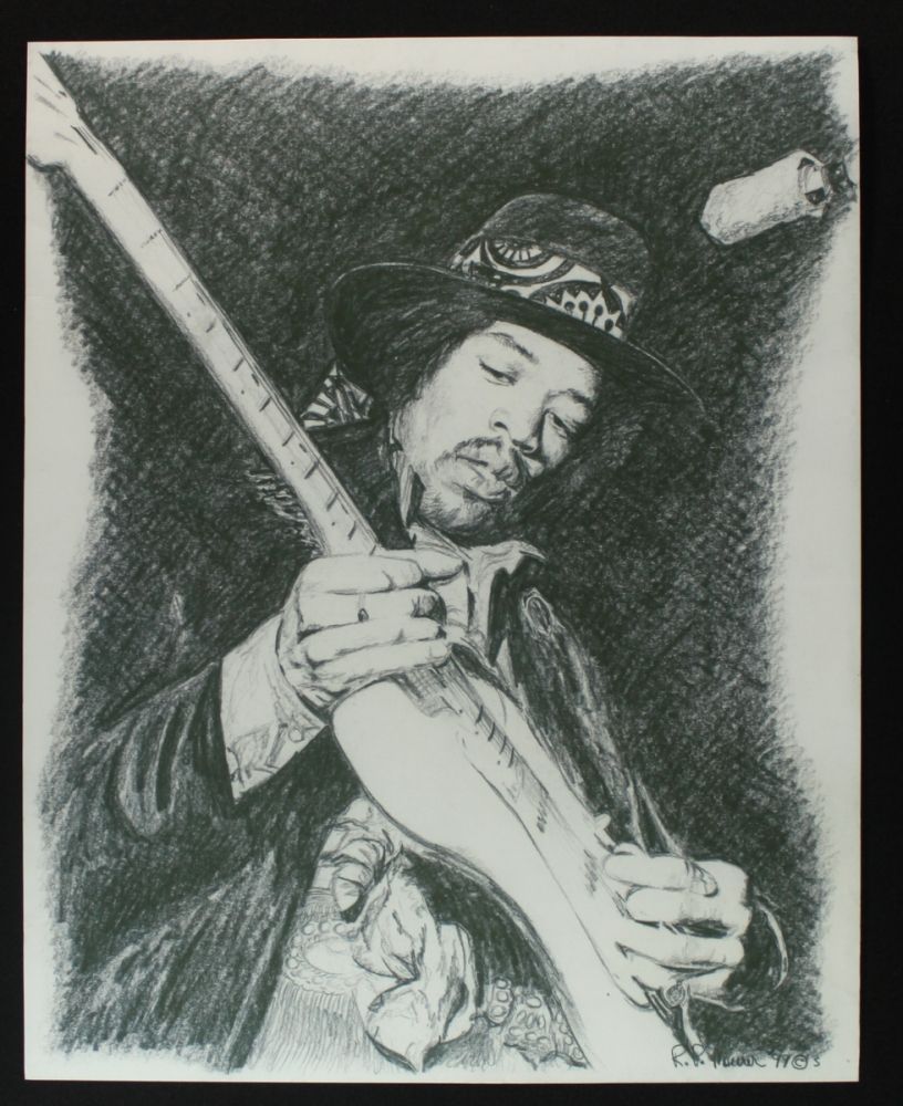 816x1000 jimi hendrix charcoal drawing art lithograph - Jimi Hendrix Drawing