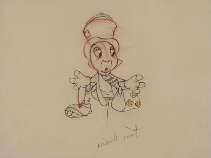700x525 Orig Disney Production Drawing Jiminy Cricket Pinocchio - Jiminy Cricket Drawing