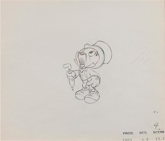 550x470 An Animation Drawing Of Jiminy Cricket From Pinocchio - Jiminy Cricket Drawing