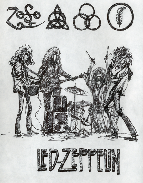 500x642 Drawing Illustration Art Mine Music Sketch Sketchbook Led Zeppelin - Jimmy Page Drawing
