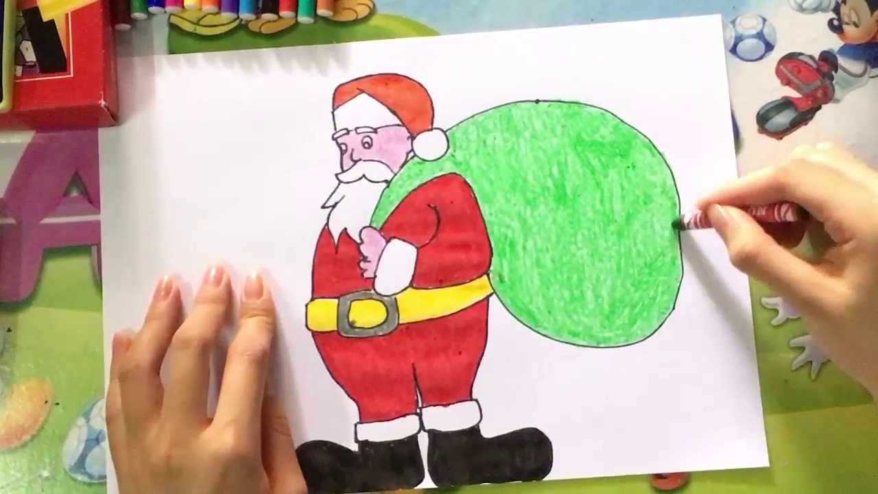 1280x720 how to draw santa claus easy step - Jingle Bell Drawing