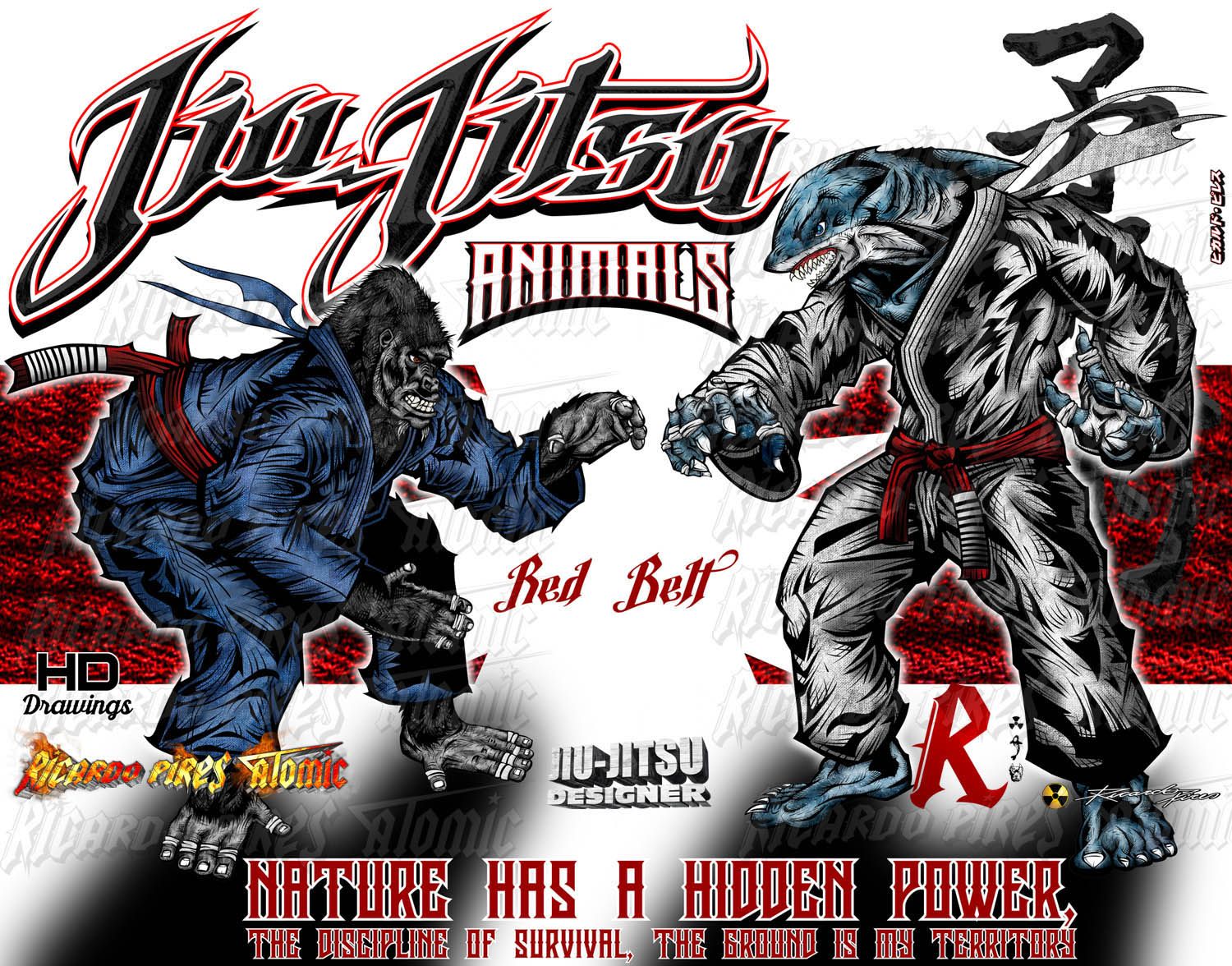 1500x1176 Jiu Jitsu Shark X Gorilla - Jiu Jitsu Drawing