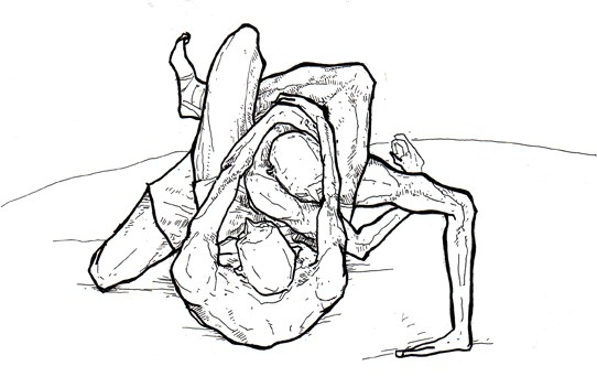 542x342 More Jiu Jitsu Drawings Triangle Hold Hungryfire Workshop Gino - Jiu Jitsu Drawing