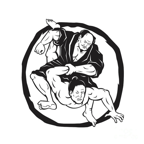 600x600 Samurai Jiu Jitsu Judo Fighting Drawing Poster - Jiu Jitsu Drawing
